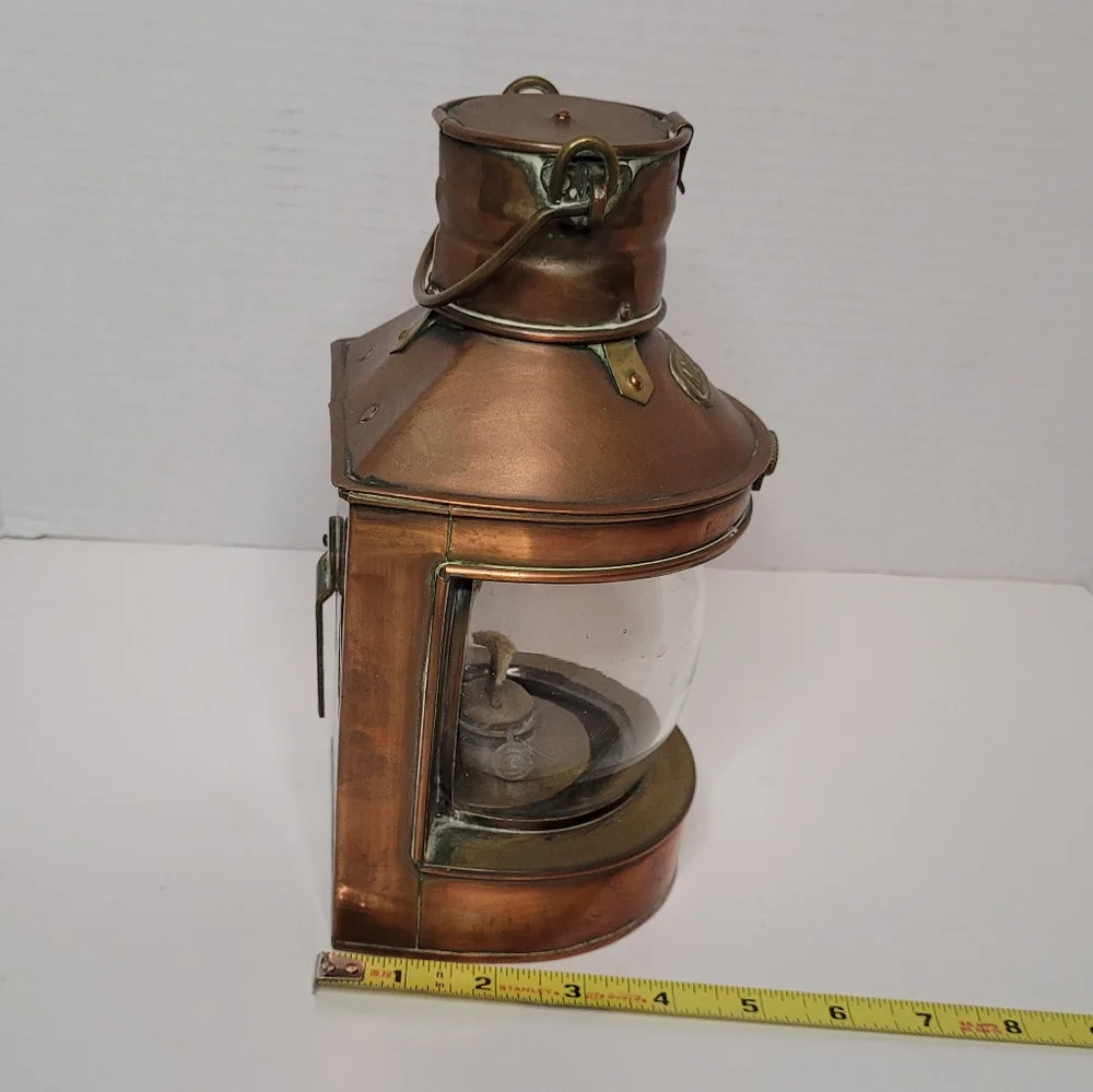 Copper Brass Tung Woo Masthead Nautical Oil Lantern Reflector Bubble Glass Lamp
